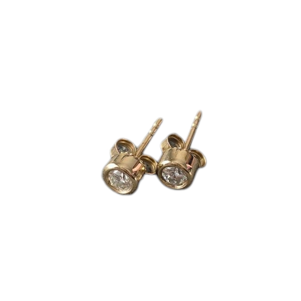 10K Gold .25ct Diamond Bezel Set Studs